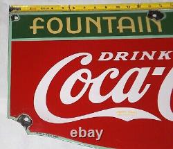 Vintage Original 1935 Coca-cola Fountain Service Porcelain Sign USA