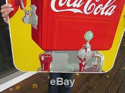 Vintage Original 1939 Porcelain Coca Cola Dispenser Sign Double Sided And Dated