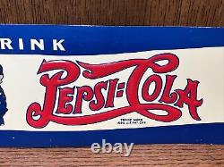 Vintage Original 1940 Pepsi Pete 5¢ Cola Cops Police Litho Embossed Tin Sign