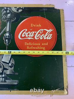 Vintage Original 1943 Coca-Cola Litho Cardboard Sign Ad Large Face Your Job RARE