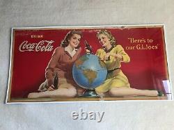 Vintage, Original, 1944 Coca Cola Cardboard Sign, Large, WWII era, Our GI Joes