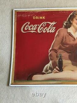 Vintage, Original, 1944 Coca Cola Cardboard Sign, Large, WWII era, Our GI Joes