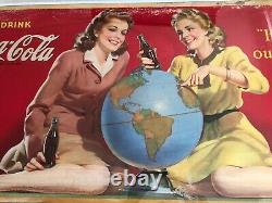 Vintage, Original, 1944 Coca Cola Cardboard Sign, Large, WWII era, Our GI Joes