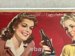 Vintage, Original, 1944 Coca Cola Cardboard Sign, Large, WWII era, Our GI Joes