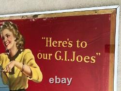 Vintage, Original, 1944 Coca Cola Cardboard Sign, Large, WWII era, Our GI Joes