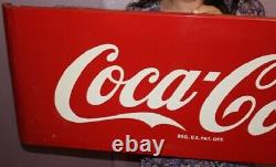 Vintage Original 1948 Coca Cola Soda Pop 44 Metal Sled Curved Ends Sign
