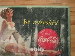 Vintage Original 1949 Coca Cola Coke BE REFRESHED Cardboard Sign