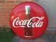 Vintage Original 1950's 36 Inch Coca-cola Button Sign With Original Hanger