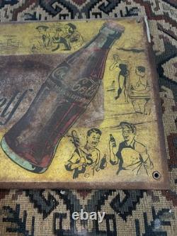 Vintage Original 1950's Coca Cola Pause Refresh Yourself Metal Sign