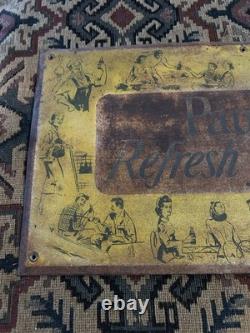 Vintage Original 1950's Coca Cola Pause Refresh Yourself Metal Sign