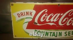 Vintage Original 1950's Coca Cola Soda Porcelain Metal not Tin Sign