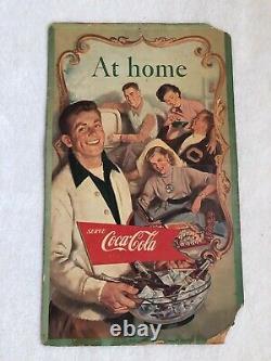 Vintage, Original, 1950's Double-Sided Coke Cardboard Sign, At Home/Refresh