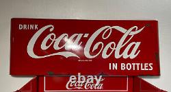 Vintage Original 1950's Drink Coca Cola In Bottles Porcelain Metal Sled Sign