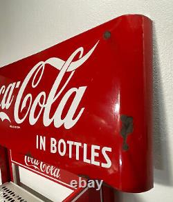 Vintage Original 1950's Drink Coca Cola In Bottles Porcelain Metal Sled Sign
