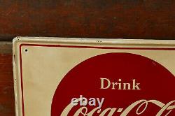 Vintage Original 1950s Coca Cola Soda Pop Bottle Graphic Metal Advertising Sign