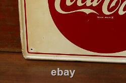 Vintage Original 1950s Coca Cola Soda Pop Bottle Graphic Metal Advertising Sign