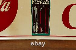 Vintage Original 1950s Coca Cola Soda Pop Bottle Graphic Metal Advertising Sign