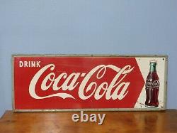 Vintage Original 1950s Drink Coca Cola Coke Metal 32 Advertising Sign MCA