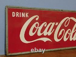 Vintage Original 1950s Drink Coca Cola Coke Metal 32 Advertising Sign MCA