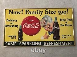 Vintage, Original, 1955, Coca Cola, Sprite Boy, 36 x 20, Cardboard Sign, EX