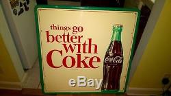 Vintage Original 1960s Coca-Cola Metal Sign Things Go Better With Coke EX COND