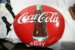 Vintage Original 24 Round Coca Cola Coke Bottle Metal Advertising Button Sign