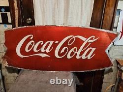 Vintage Original Antique Gas Oil General Store Large Coca-cola Sign In Nice