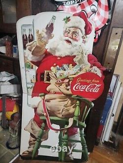 Vintage Original Antique Gas Oil General Store Sign Coca-cola Santa Clause