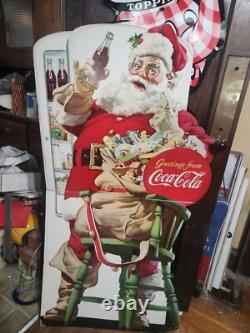 Vintage Original Antique Gas Oil General Store Sign Coca-cola Santa Clause