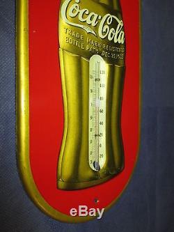Vintage/Original COCA-COLA Thermometer Metal Sign1923 CHRISTMAS BOTTLE LOGOWOW