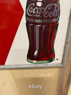 Vintage Original Clean Original Coca-Cola COKE Arrow Sign M. C. A. METAL Horizonta