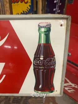 Vintage Original Clean Original Coca-Cola COKE Arrow Sign M. C. A. METAL Horizonta