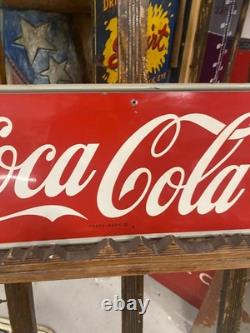Vintage Original Clean Original Coca-Cola COKE Arrow Sign M. C. A. METAL Horizonta