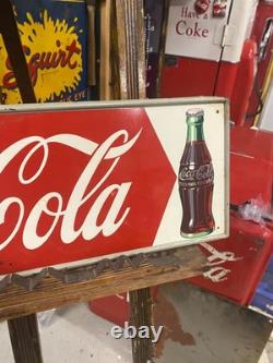 Vintage Original Clean Original Coca-Cola COKE Arrow Sign M. C. A. METAL Horizonta