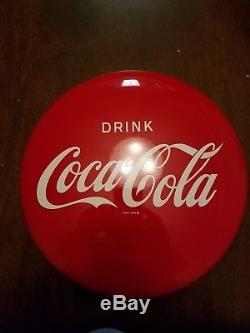 Vintage Original Coca Cola 12 Inch Metal Button Sign Allan Morrison