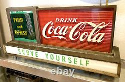 Vintage Original Coca-Cola Coke PAUSE AND REFRESH Lighted Waterfall Motion Sign