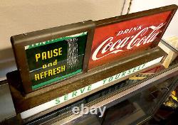 Vintage Original Coca-Cola Coke PAUSE AND REFRESH Lighted Waterfall Motion Sign