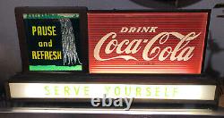 Vintage Original Coca-Cola Coke PAUSE AND REFRESH Lighted Waterfall Motion Sign