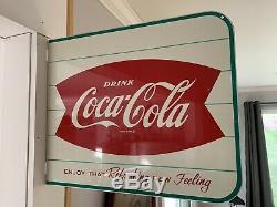 Vintage Original Coca Cola Fishtail Flange Sign AM51