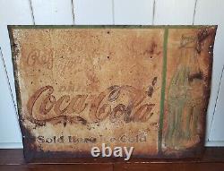 Vintage Original Coca-Cola Sign-Tin Embossed Canada 1930's