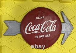 Vintage Original Drink Coca-Cola IN BOTTLES Sign Coke 12 Button Arrow