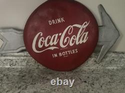 Vintage Original Drink Coca-Cola IN BOTTLES Sign Coke 12 Button Arrow
