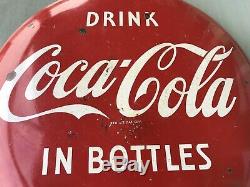 Vintage Original Drink Coca-Cola In Bottles 24 Porcelain Button Sign