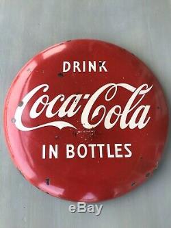 Vintage Original Drink Coca-Cola In Bottles 24 Porcelain Button Sign