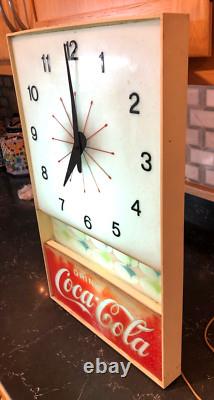 Vintage Original Electric 1960s Coca Cola Advertising Clock Light Up Sign