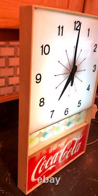 Vintage Original Electric 1960s Coca Cola Advertising Clock Light Up Sign