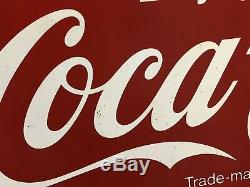Vintage Original Enjoy Coca Cola Sign Authentic Large Metal Sign 36 x 24 AM96