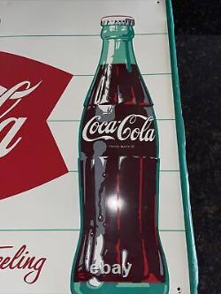 Vintage Original Fishtail Coca-Cola Sign, Coke Sign, 27 5/8 x 19 3/4