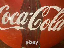 Vintage Original porcelain 24 inch Coca-Cola bottle sign button