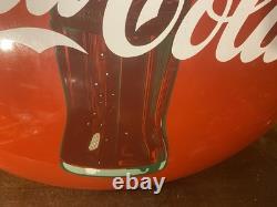Vintage Original porcelain 24 inch Coca-Cola bottle sign button